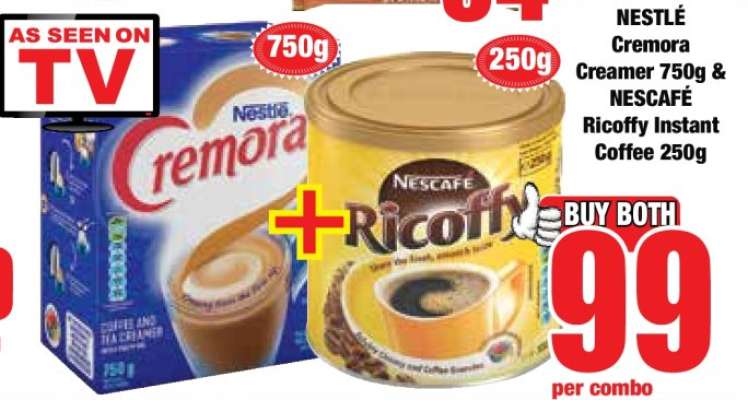 NESTLE Cremora Creamer 750g & NESCAFÉ Ricoffy Instant Coffee 250g