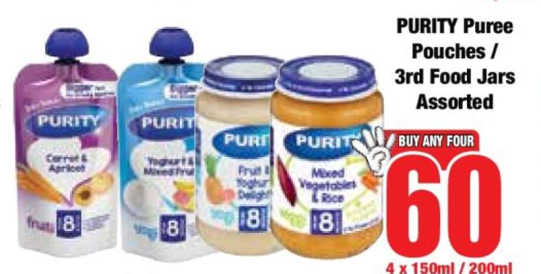 PURITY Puree Pouches & 3rd Food Jars Assorted