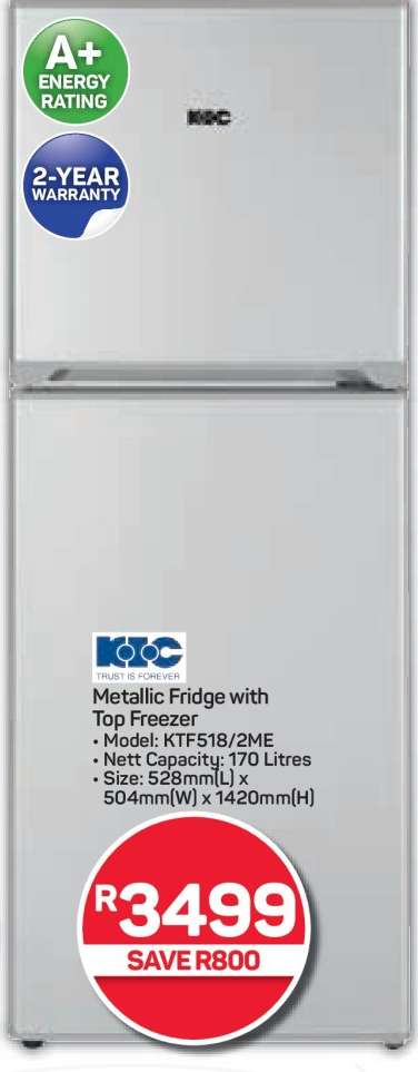 Metallic Fridge with Top Freezer