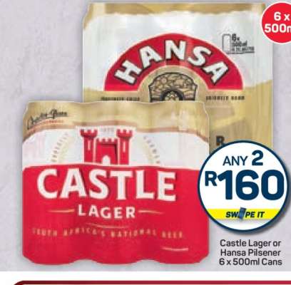 Castle Lager or Hansa Pilsener