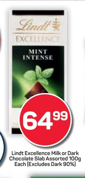 Lindt Excellence Milk or Dark Chocolate Slab Assorted 100g