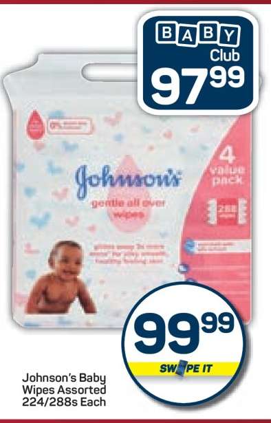 Johnson's Baby Wipes Assorted 224/288s Each