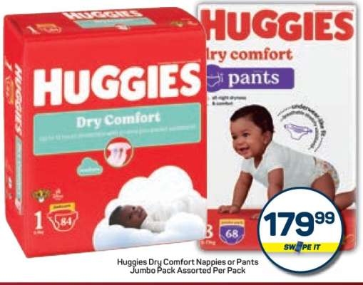 Huggies Dry Comfort Nappies or Pants