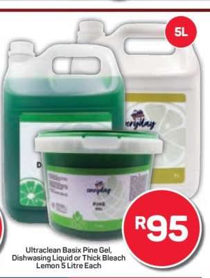 Ultraclean Basix Pine Gel, Dishwashing Liquid or Thick Bleach Lemon