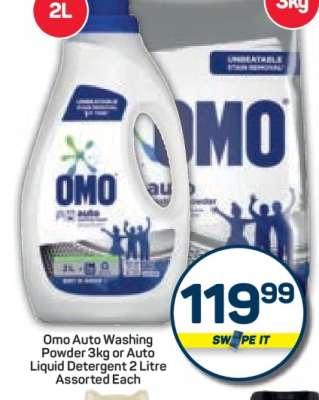 Omo Auto Washing Powder 3kg or Auto Liquid Detergent 2 Litre