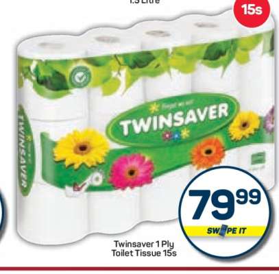 Twinsaver 1 Ply Toilet Tissue-15s