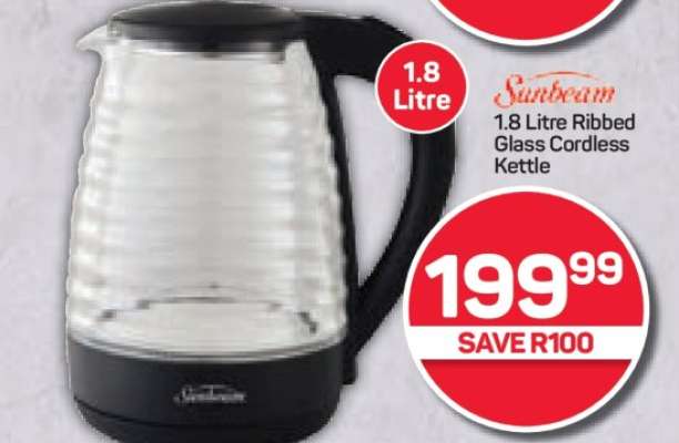 Sunbeam 1.8 Litre Ribbed Glass Cordless Kettle