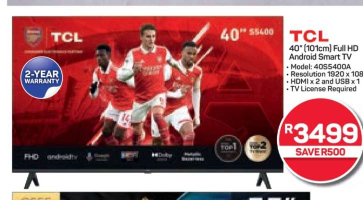 TCL 40" (101cm) Full HD Android Smart TV