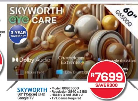 SKYWORTH 60" (152cm) UHD Google TV