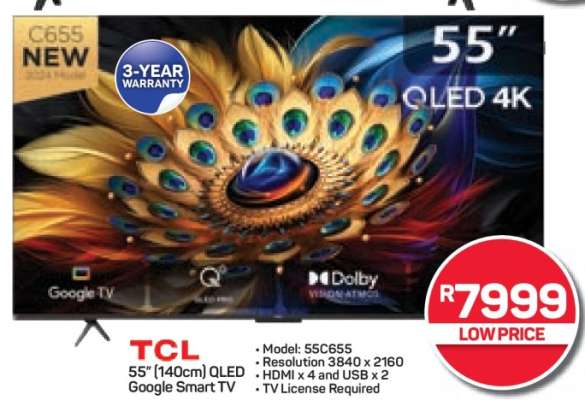TCL 55'' QLED Google Smart TV