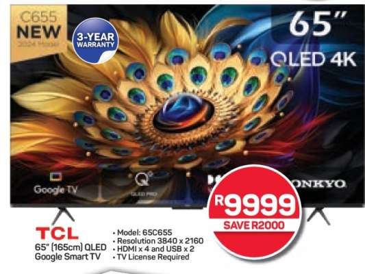 TCL 65" (165cm) QLED Google Smart TV
