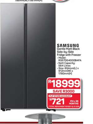 Samsung Gentle Matt Black Side-by-Side Fridge with Freezer