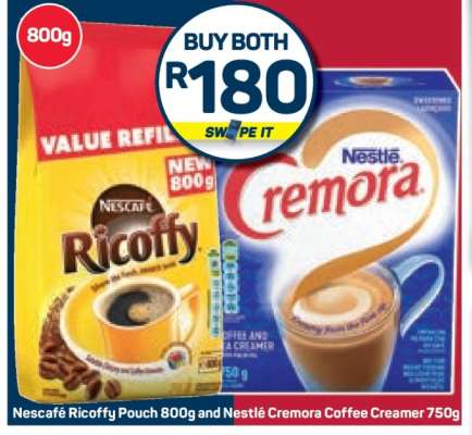 Nescafé Ricoffy Pouch 800g and Nestlé Cremora Coffee Creamer 750g