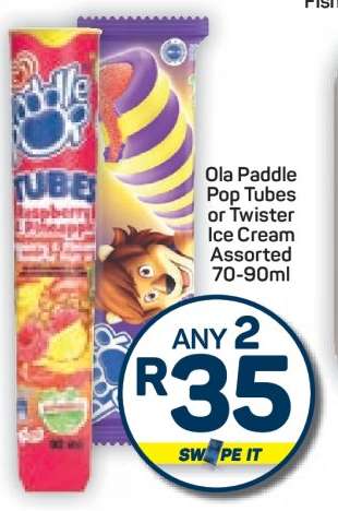 Ola Paddle Pop Tubes or Twister Ice Cream