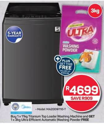 11kg Titanium Top Loader Washing Machine