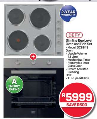 DEFY Slimline Eye Level Oven and Hob Set