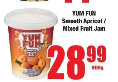YUM FUN Smooth Apricot / Mixed Fruit Jam