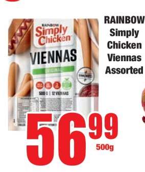 RAINBOW Simply Chicken Viennas Assorted