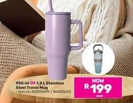 900ml Or 1.2Ltr Stainless Steel Travel Mug-Each