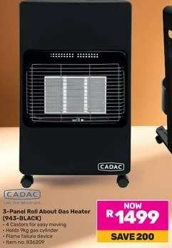 CADAC 3-Panel Roll About Gas Heater 943 (Black)