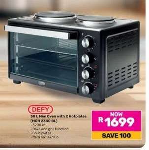 Defy 30L Mini Oven With 2 Hotplates MOH 2330 BL