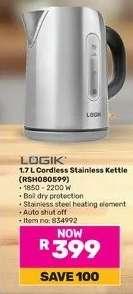 Logik 1.7L Cordless Stainless Kettle RSH080599