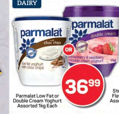 Parmalat Low Fat or Double Cream Yoghurt