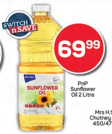 PnP Sunflower Oil 2 Litre