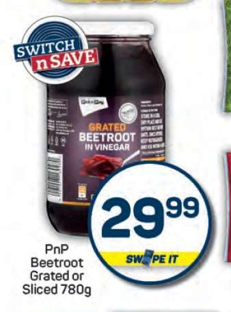 PnP Beetroot Grated or Sliced 780g
