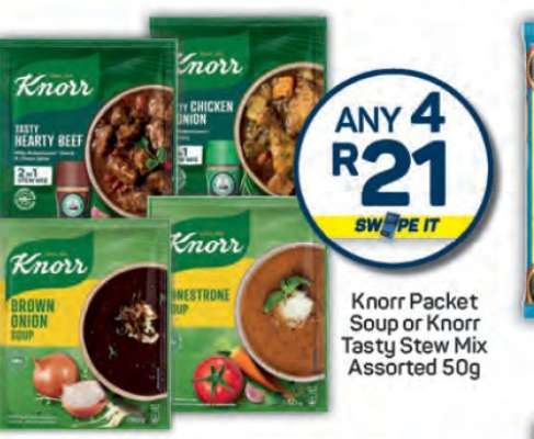 Knorr Packet Soup or Knorr Tasty Stew Mix Assorted 50g