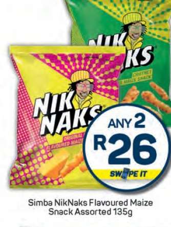 Simba NikNaks Flavoured Maize Snack Assorted 135g