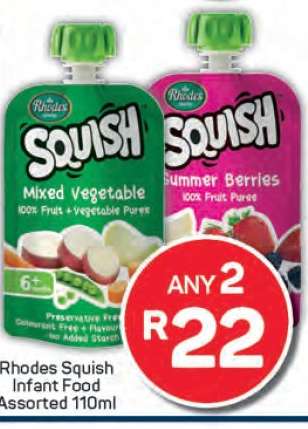 Rhodes Squish Infant Food Assorted 110ml