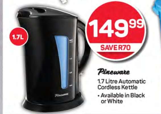 Pineware 1.7 Litre Automatic Cordless Kettle