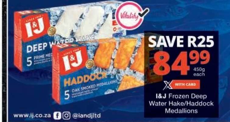 I&J Frozen Deep Water Hake/Haddock Medallions
