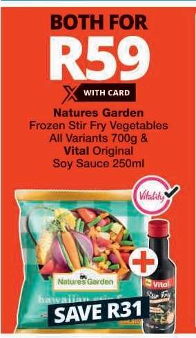 Natures Garden Frozen Stir Fry Vegetables & Vital Original Soy Sauce