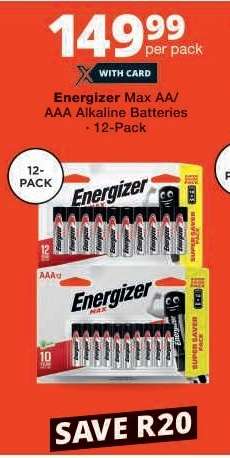 Energizer Max AA/AAA Alkaline Batteries