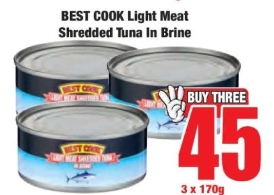 BEST COOK Light Meat Shredded Tuna In Brine