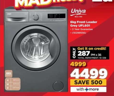 Univa 6kg Front Loader Grey UFL601