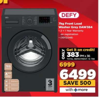 DEFY 7kg Front Load Washer Grey DAW384