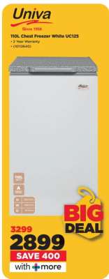 Univa 110L Chest Freezer White UC125