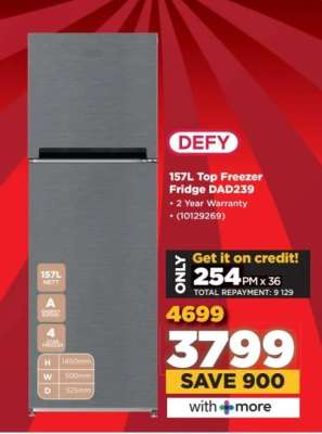 DEFY 157L Top Freezer Fridge DAD239