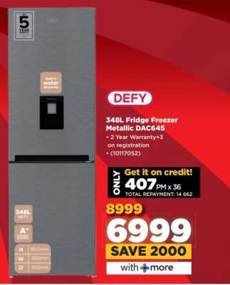 DEFY 348L Fridge Freezer Metallic DAC645