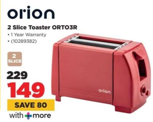 2 Slice Toaster ORT03R