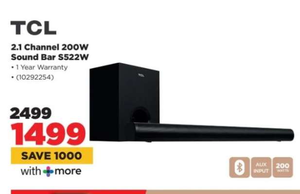 TCL 2.1 Channel 200W Sound Bar S522W
