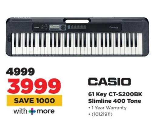 Casio 61 Key CT-S200BK Slimline 400 Tone