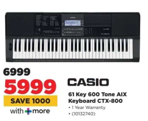 CASIO 61 Key 600 Tone AIX Keyboard CTX-800