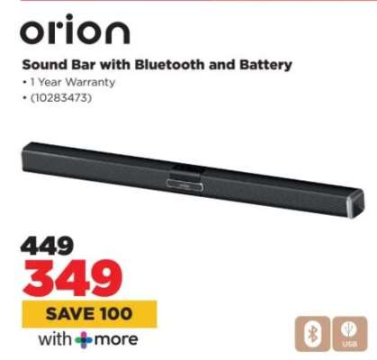 Orion Sound Bar with Bluetooth and Battery