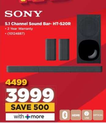 Sony 5.1 Channel Sound Bar- HT-S20R