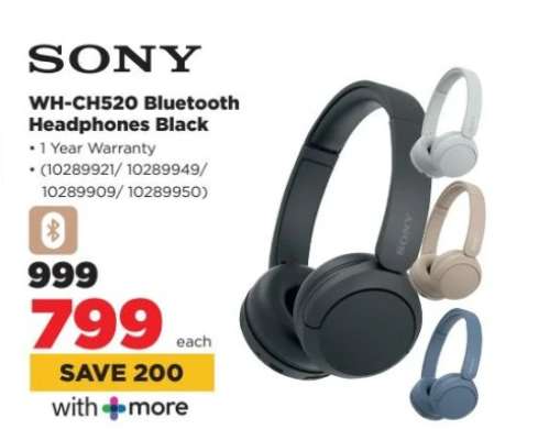 Sony WH-CH520 Bluetooth Headphones Black