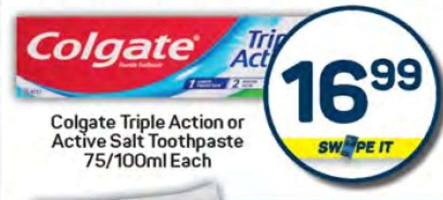 Colgate Triple Action or Active Salt Toothpaste